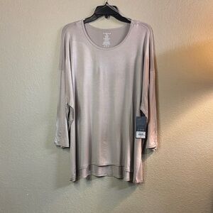 New Kinesis Shirt Women’s Tan Crew Neck 3/4 Sleeve Tee Casual Classic Top 3X